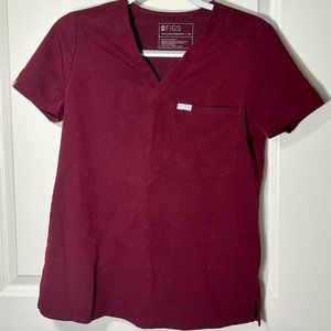 FIGS Catarina™ One-Pocket Scrub Top (burgundy)